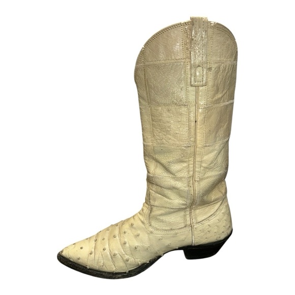 Nocona Men’s Cowboy Boots 7 EE Full Quill Ostrich Leather, Western, Cream/Ivory - Picture 1 of 16